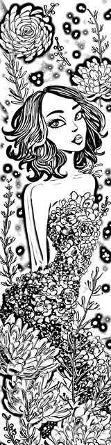 Free colorable bookmarks of a posing mermaid
